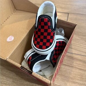 Vans Kids Red and Black Checkered Sneakers